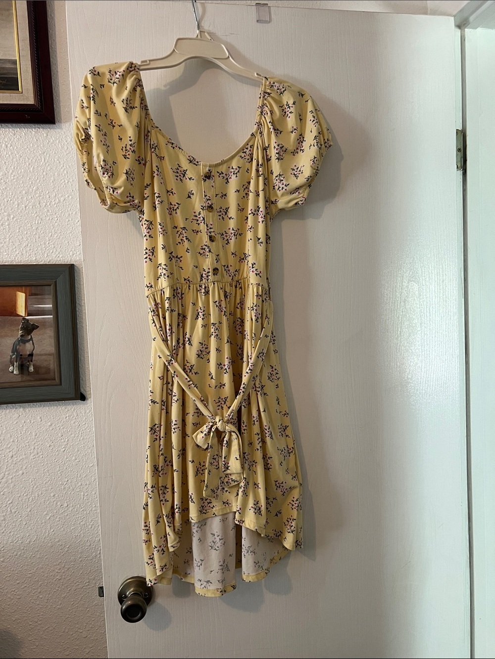 No Boundaries Yellow Floral High-Low Puff Sleeve Dress